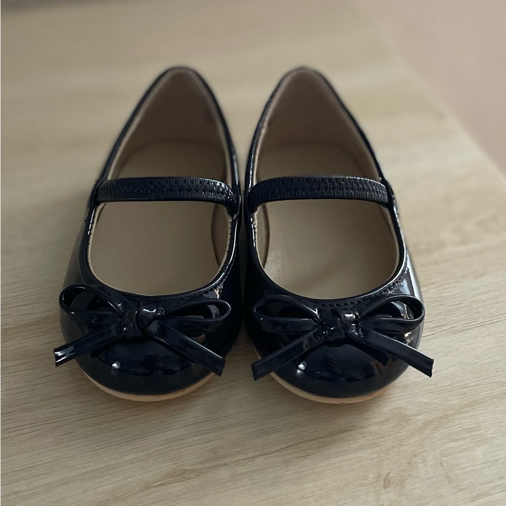 Janie and Jack Shiny Black Bow Mary Jane Baby Dress Shoes Size 4